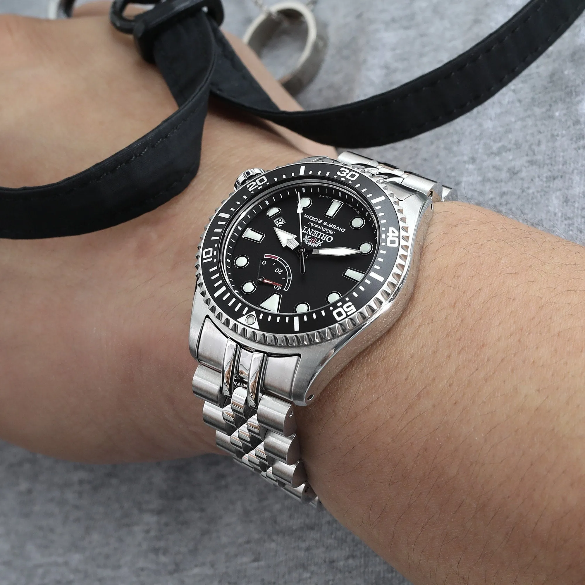 22mm Angus-J Louis JUB Watch Band compatible with Orient Triton, 316L Stainless Steel Brushed V-Clasp