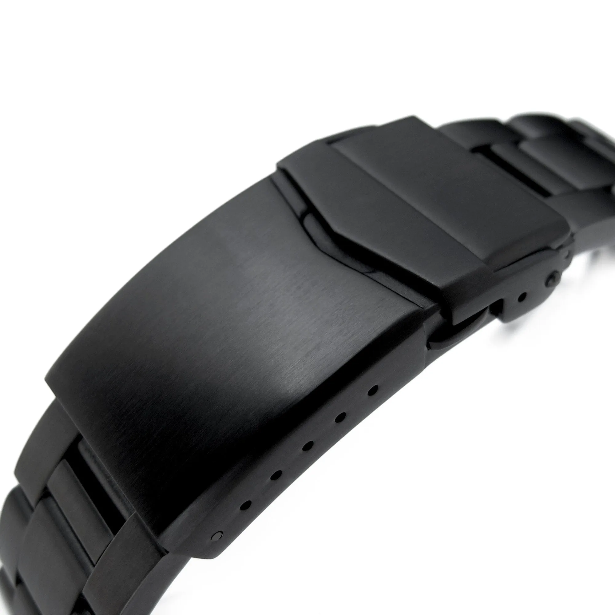 22mm Retro Shaver Blade Watch Band for Seiko 5 Sports 42.5mm SRPD79 SBSA025, Stainless Steel - PVD Black Coating, V Diver Clasp
