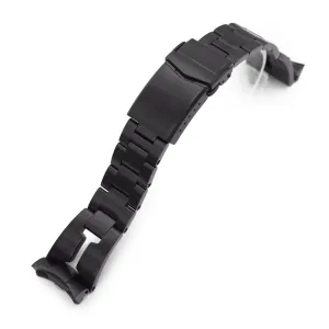 22mm Retro Shaver Blade Watch Band for Seiko 5 Sports 42.5mm SRPD79 SBSA025, Stainless Steel - PVD Black Coating, V Diver Clasp
