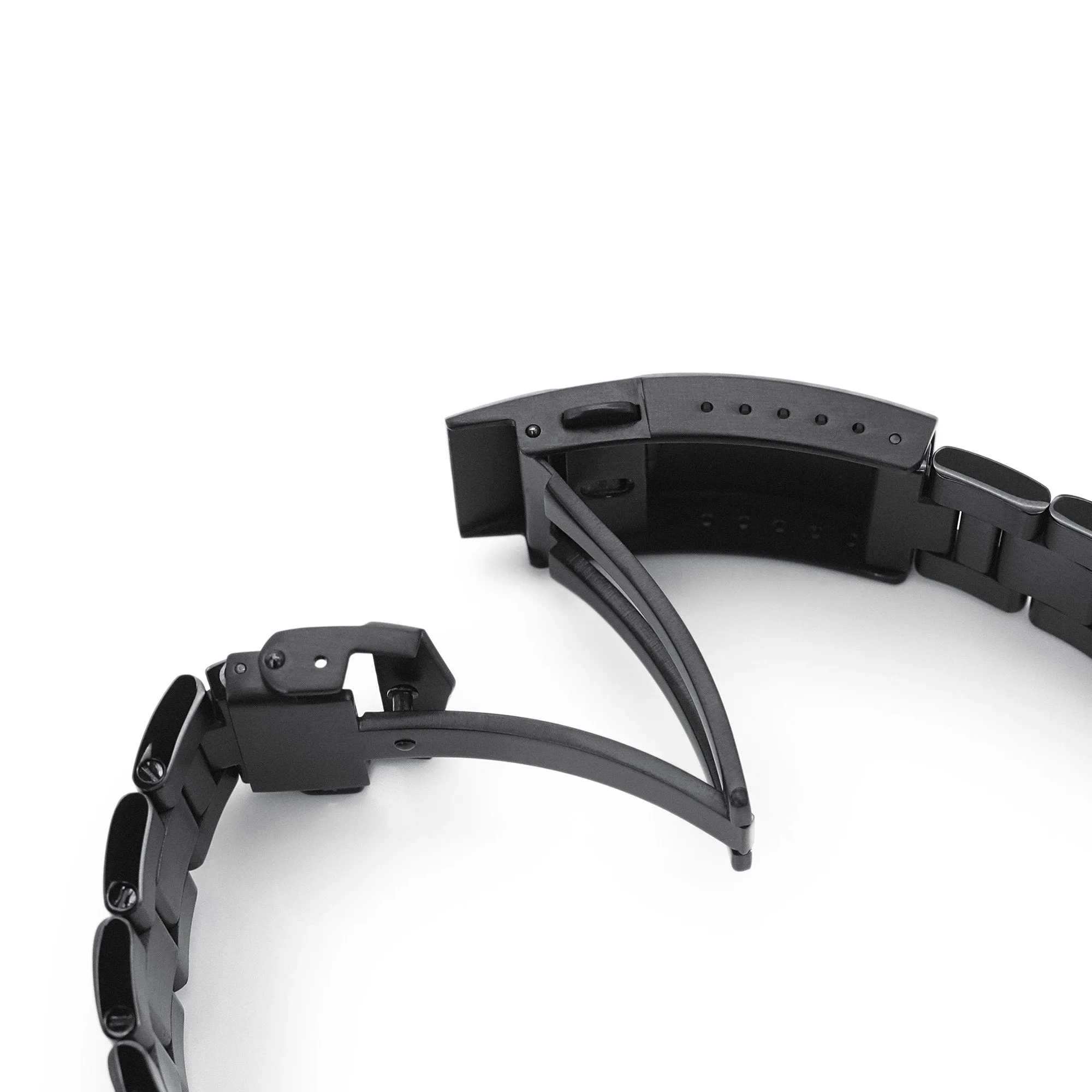 22mm Retro Shaver Blade Watch Band for Seiko 5 Sports 42.5mm SRPD79 SBSA025, Stainless Steel - PVD Black Coating, V Diver Clasp