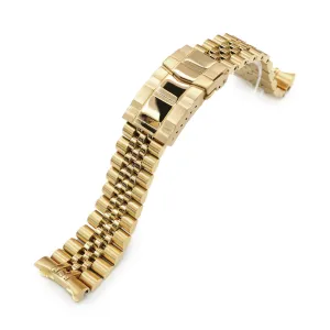 22mm Super-J Louis JUB Watch Band for Seiko 5 Sports 42.5mm SRPE74 SRPE74K SRPE74K1, Stainless Steel - Full IP Gold, SUB Diver Clasp