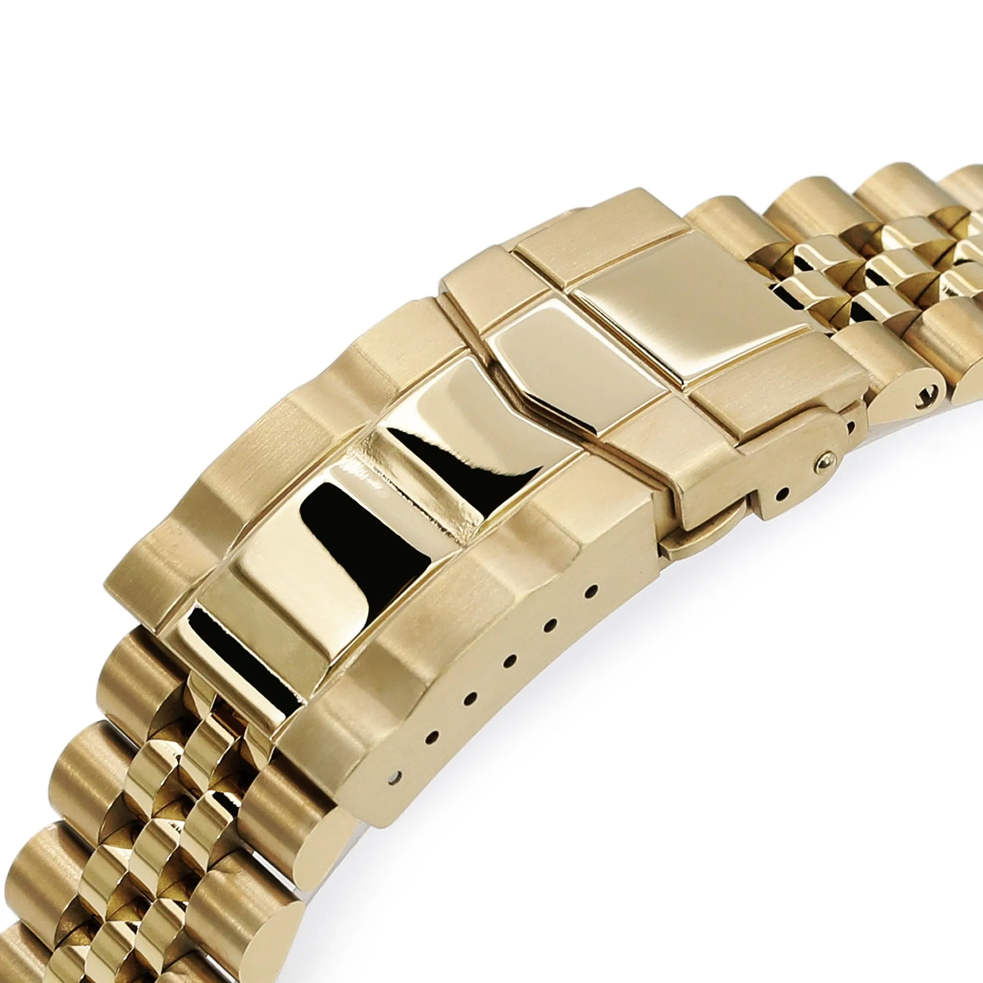 22mm Super-J Louis JUB Watch Band for Seiko 5 Sports 42.5mm SRPE74 SRPE74K SRPE74K1, Stainless Steel - Full IP Gold, SUB Diver Clasp
