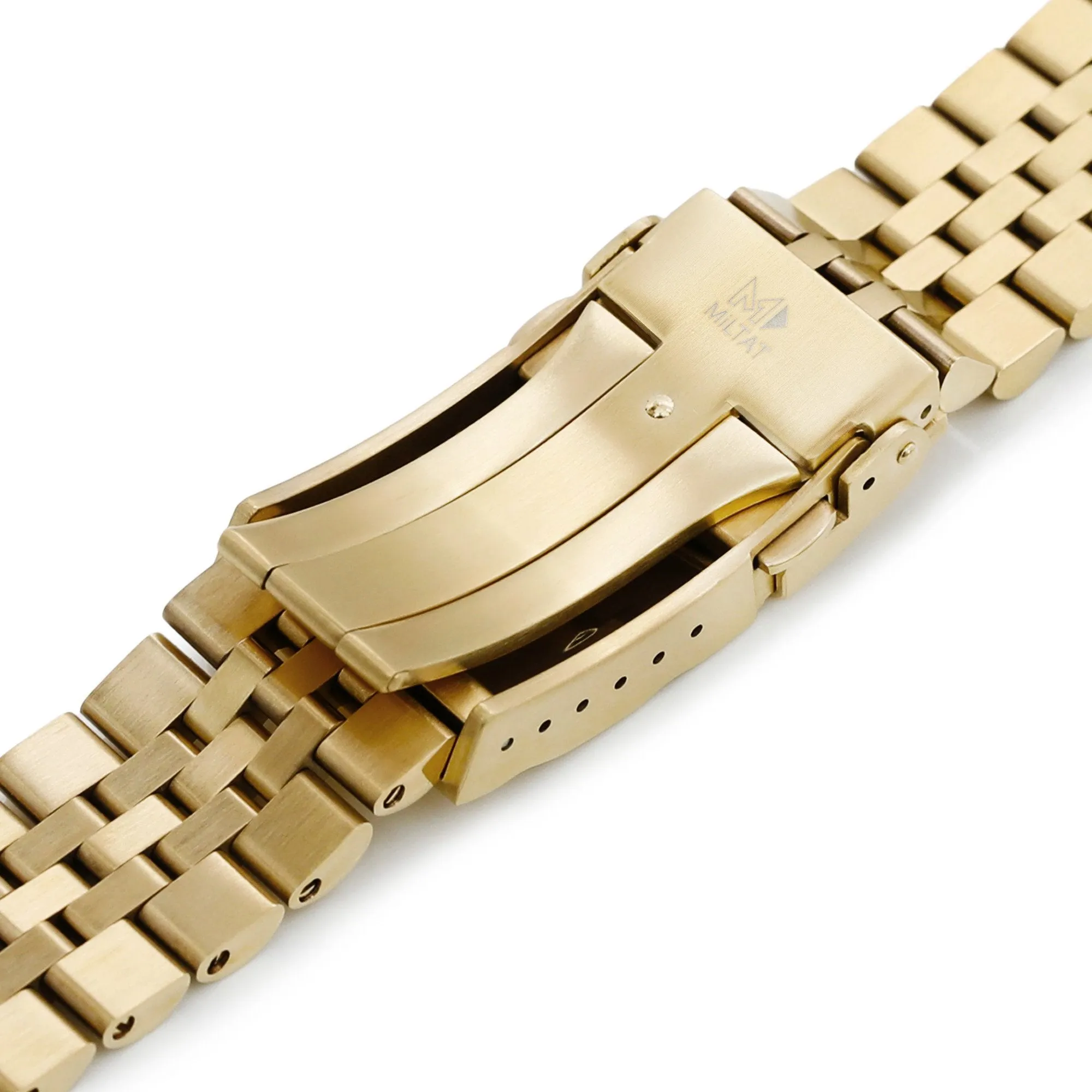 22mm Super-J Louis JUB Watch Band for Seiko 5 Sports 42.5mm SRPE74 SRPE74K SRPE74K1, Stainless Steel - Full IP Gold, SUB Diver Clasp