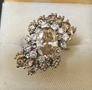 4.00 CT  White and Champagne Brown Diamonds White Gold Ring- $65K APR w/ CoA!!!!
