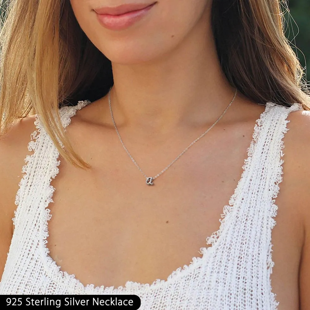 925 Sterling Silver Initial Necklace for Women Girls Dainty Cursive Initial Necklace for Women Girls Mothers Day Jewelry Gifts