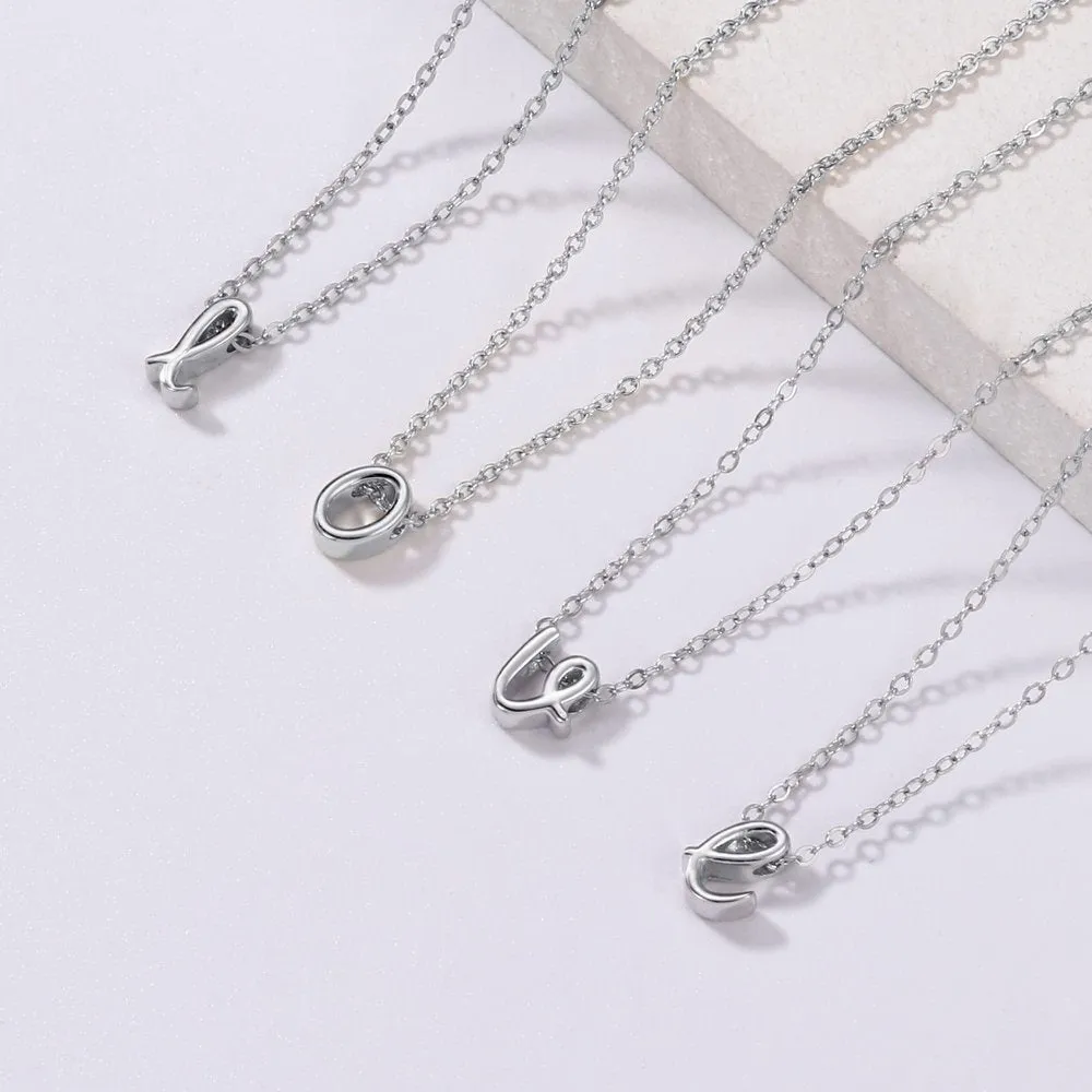 925 Sterling Silver Initial Necklace for Women Girls Dainty Cursive Initial Necklace for Women Girls Mothers Day Jewelry Gifts