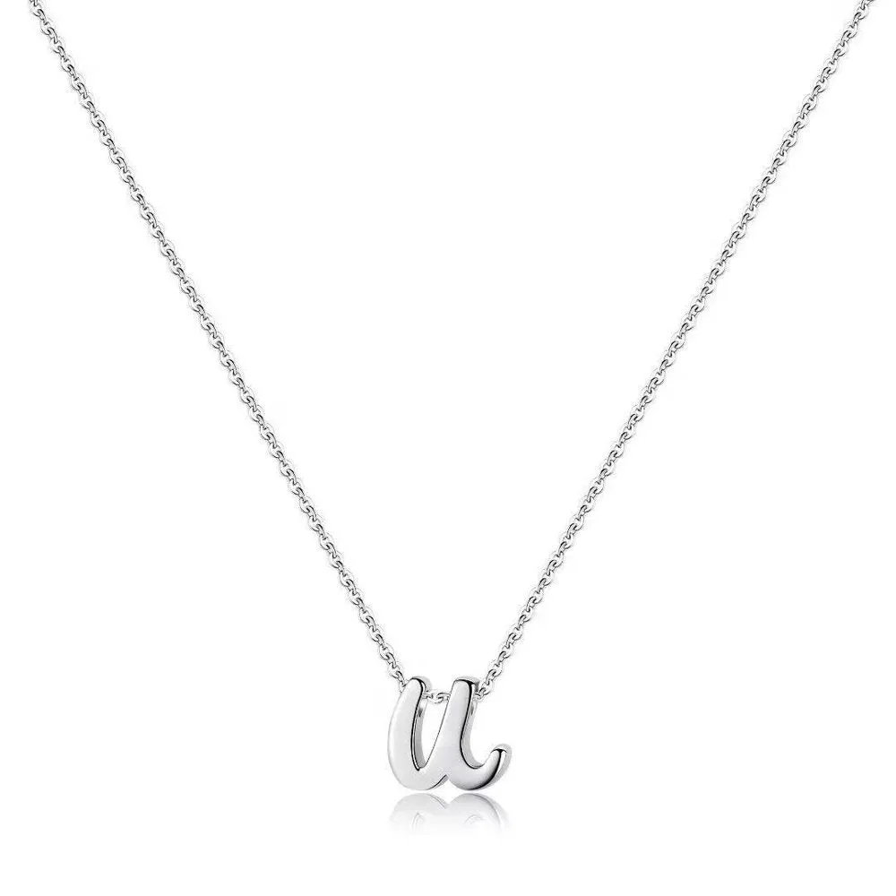 925 Sterling Silver Initial Necklace for Women Girls Dainty Cursive Initial Necklace for Women Girls Mothers Day Jewelry Gifts