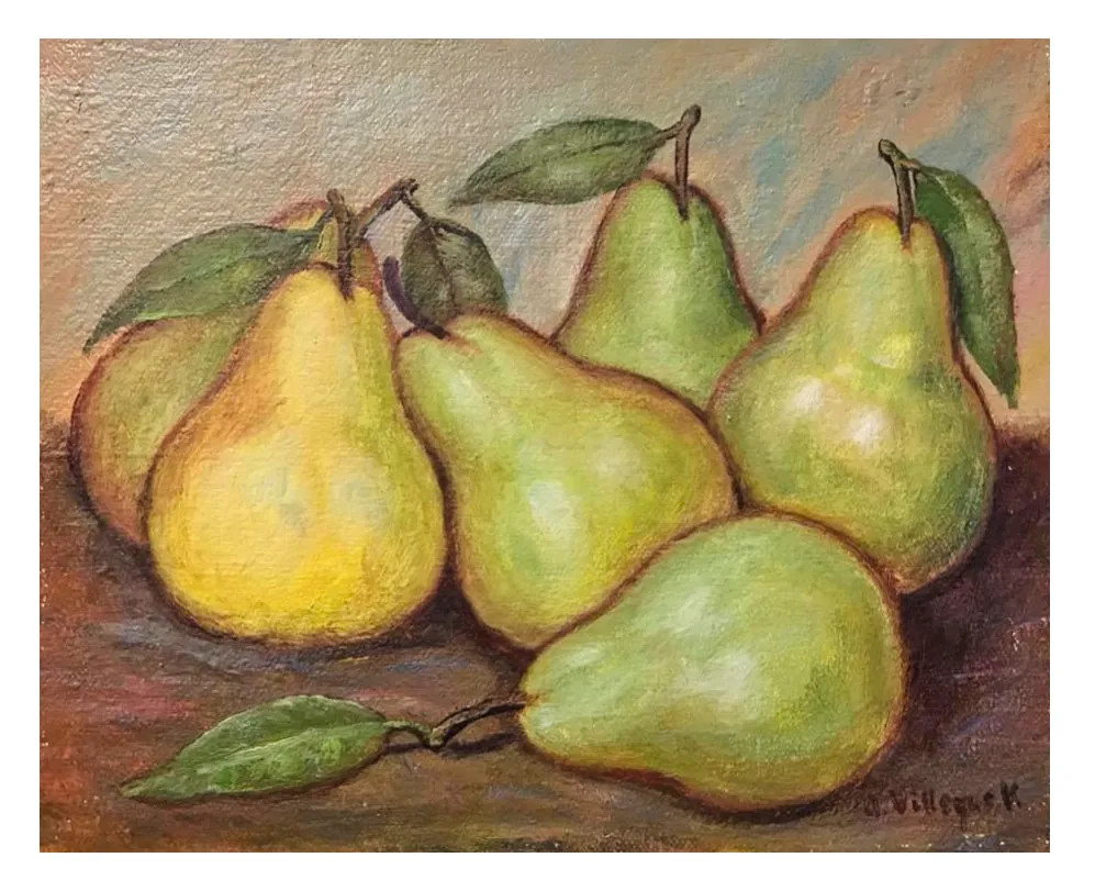 A. Villegas V.  Signed Still Life With Pears Oil on Canvas C.1930- $6K APR w/CoA