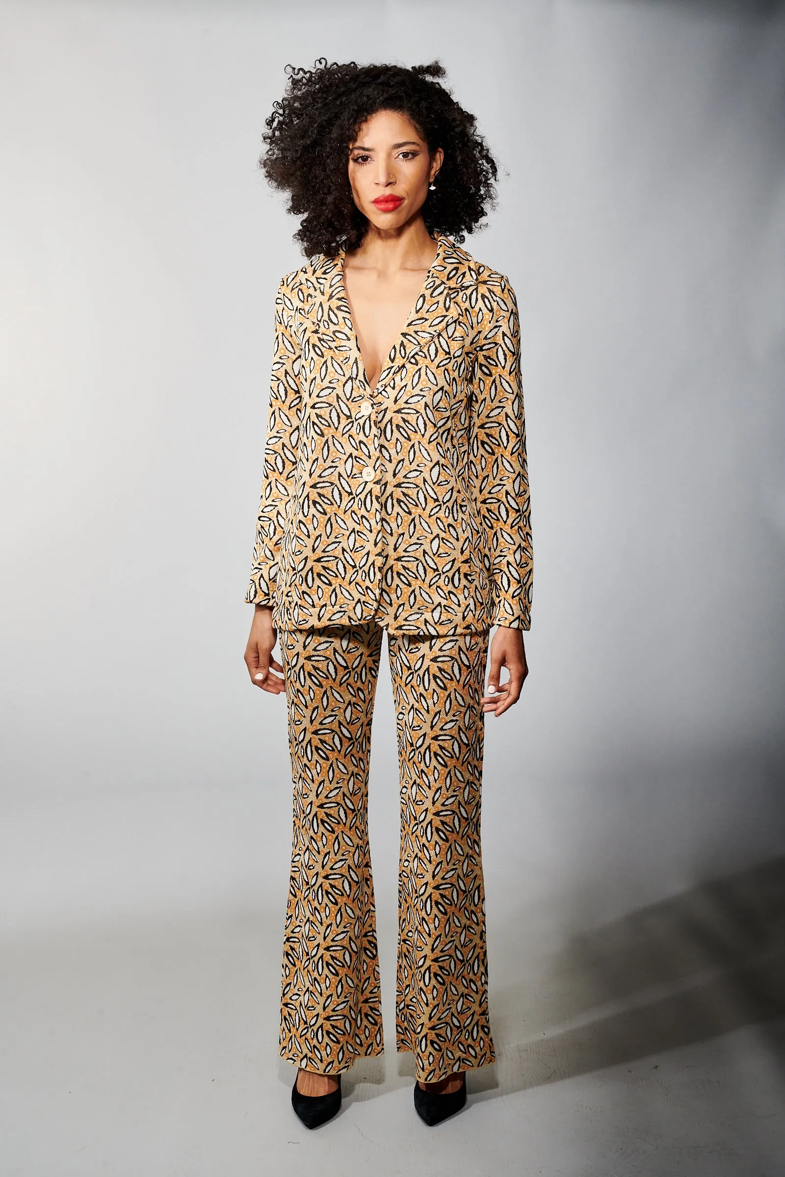 Aldo Martins, Sustainable Knit , Kabul Blazer in Whimsical Leaf Print