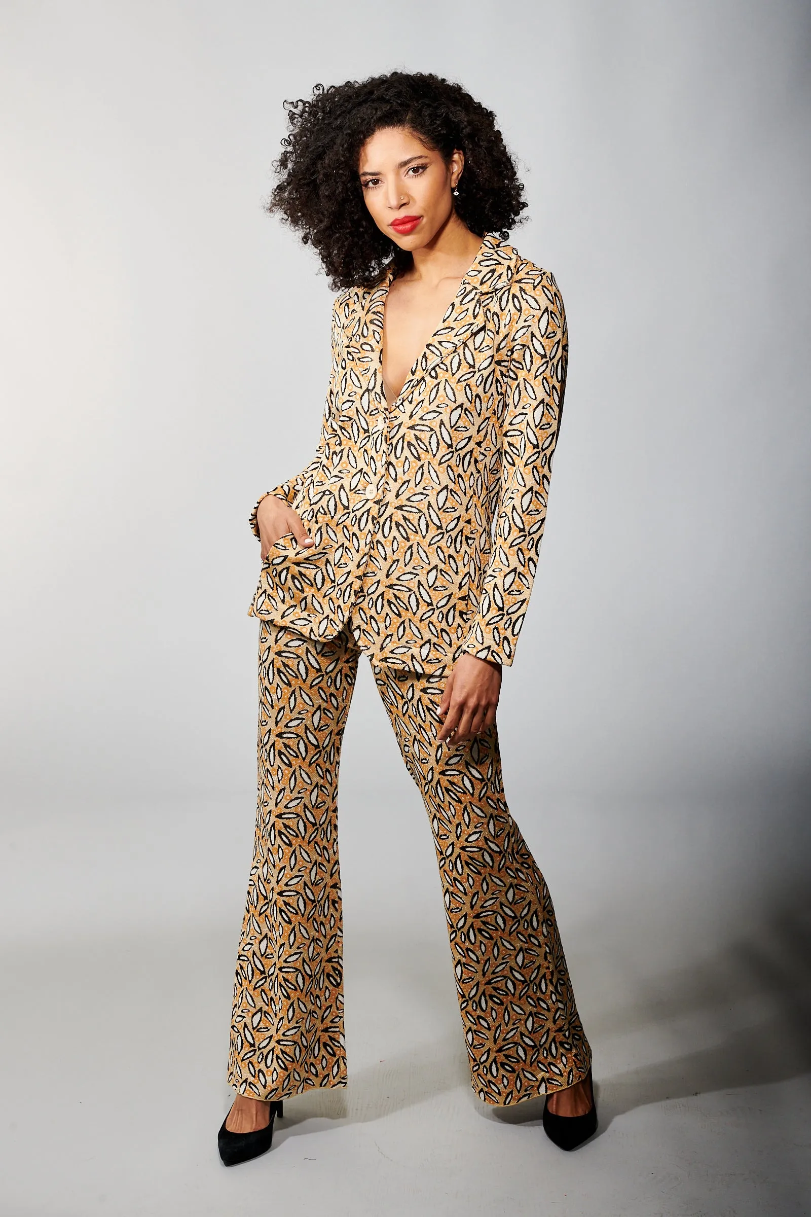 Aldo Martins, Sustainable Knit , Kabul Blazer in Whimsical Leaf Print
