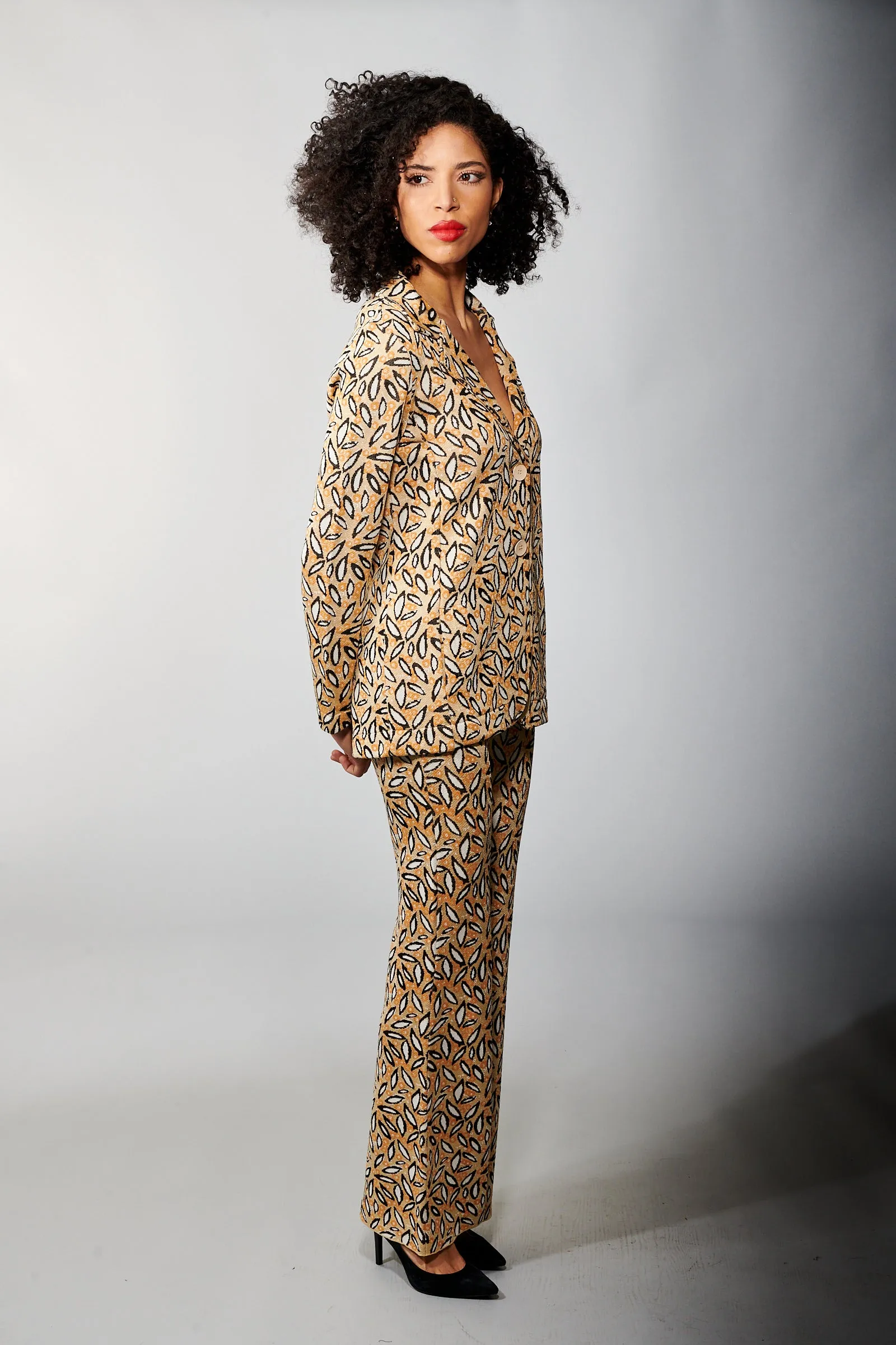 Aldo Martins, Sustainable Knit , Kabul Blazer in Whimsical Leaf Print