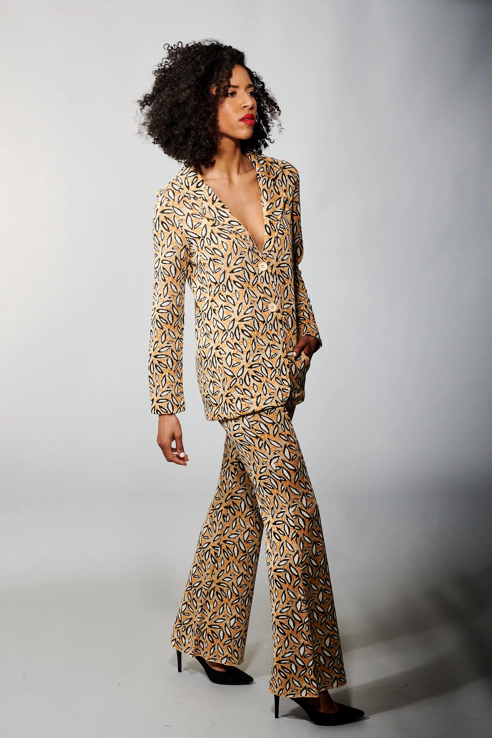 Aldo Martins, Sustainable Knit , Kabul Blazer in Whimsical Leaf Print