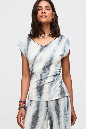 Aldo Martins, Sustainable Knit, Nemo V-Neck Blouse in watercolor blue
