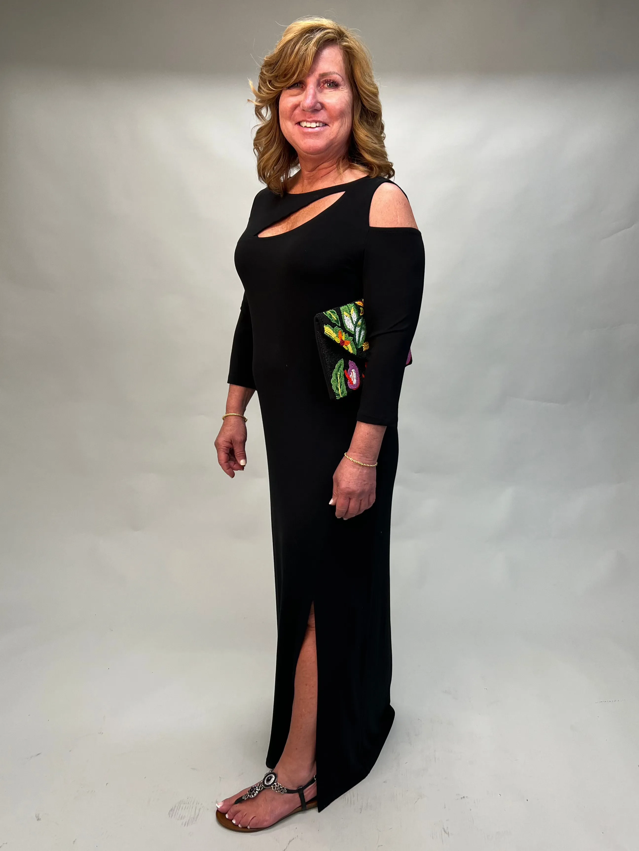 Aldo Martins, Sustainable Knit, Samoa Cutouts Maxi Dress in Black