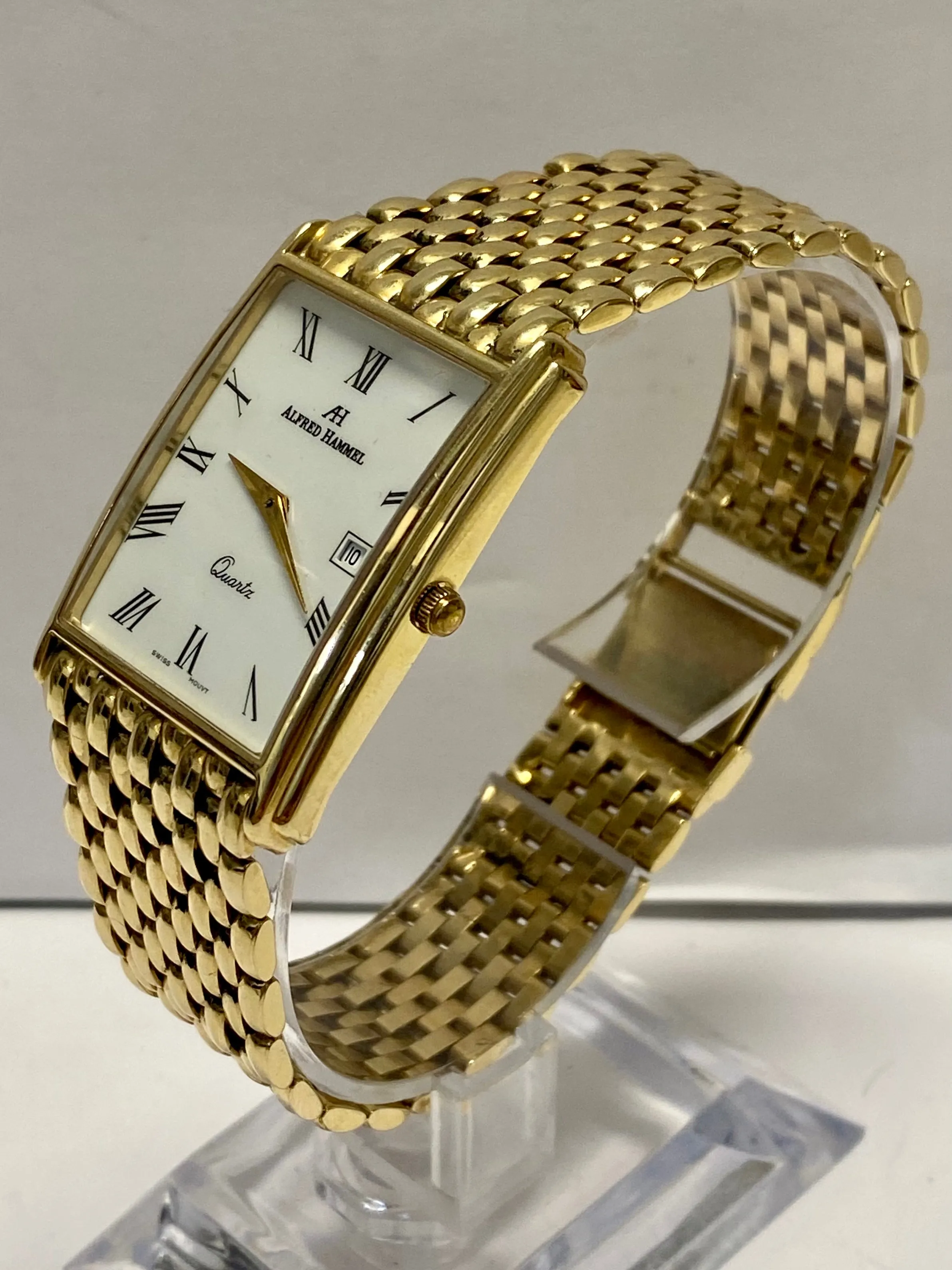 ALFRED HAMMEL Solid Yellow Gold w/ Date Feature Unisex Watch - $20K APR w/ COA!!