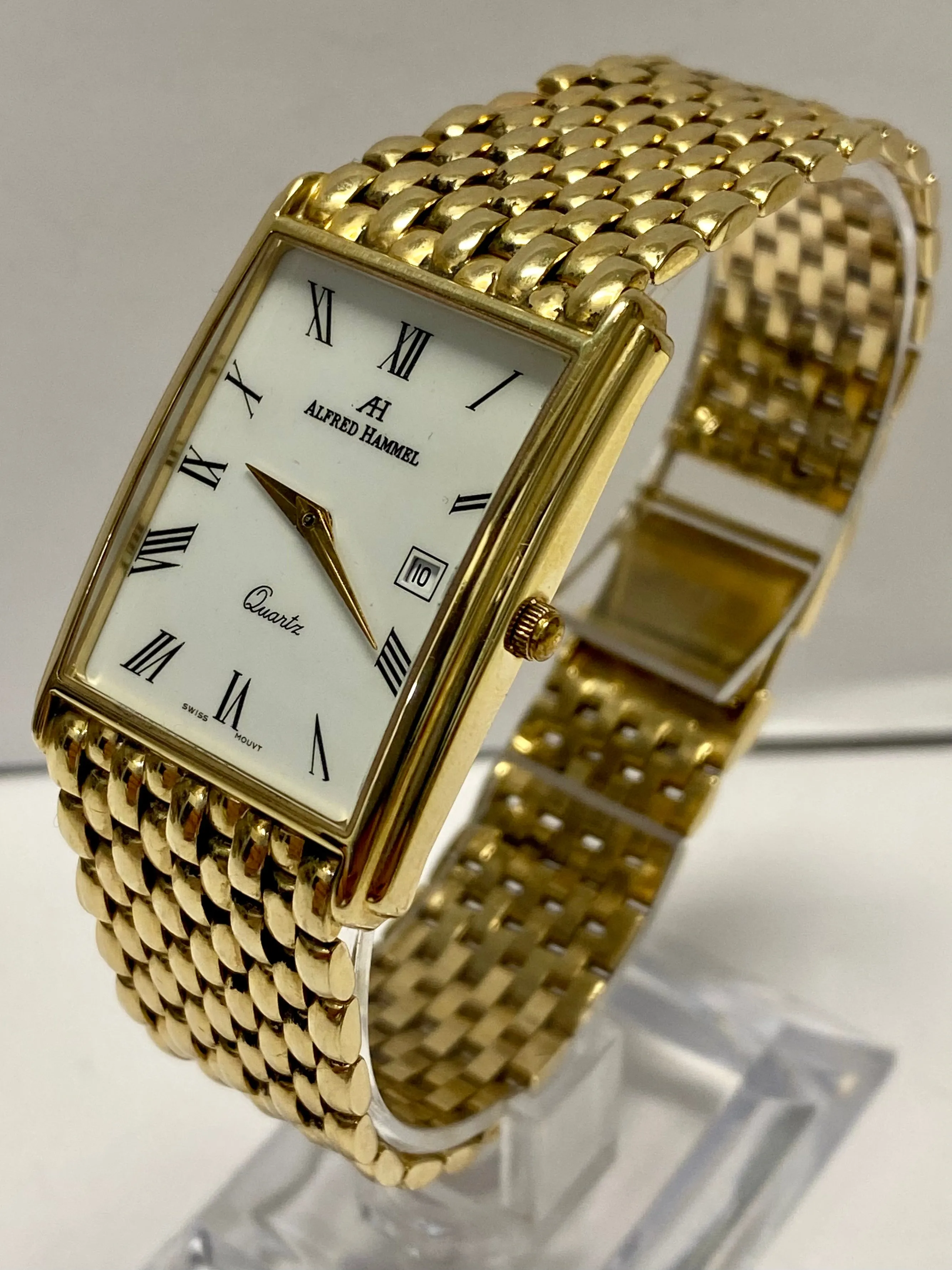 ALFRED HAMMEL Solid Yellow Gold w/ Date Feature Unisex Watch - $20K APR w/ COA!!