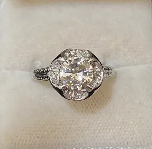 Amazing Filigree Design Platinum Diamond Halo Ring - $40K Appraisal Value w/ CoA! }