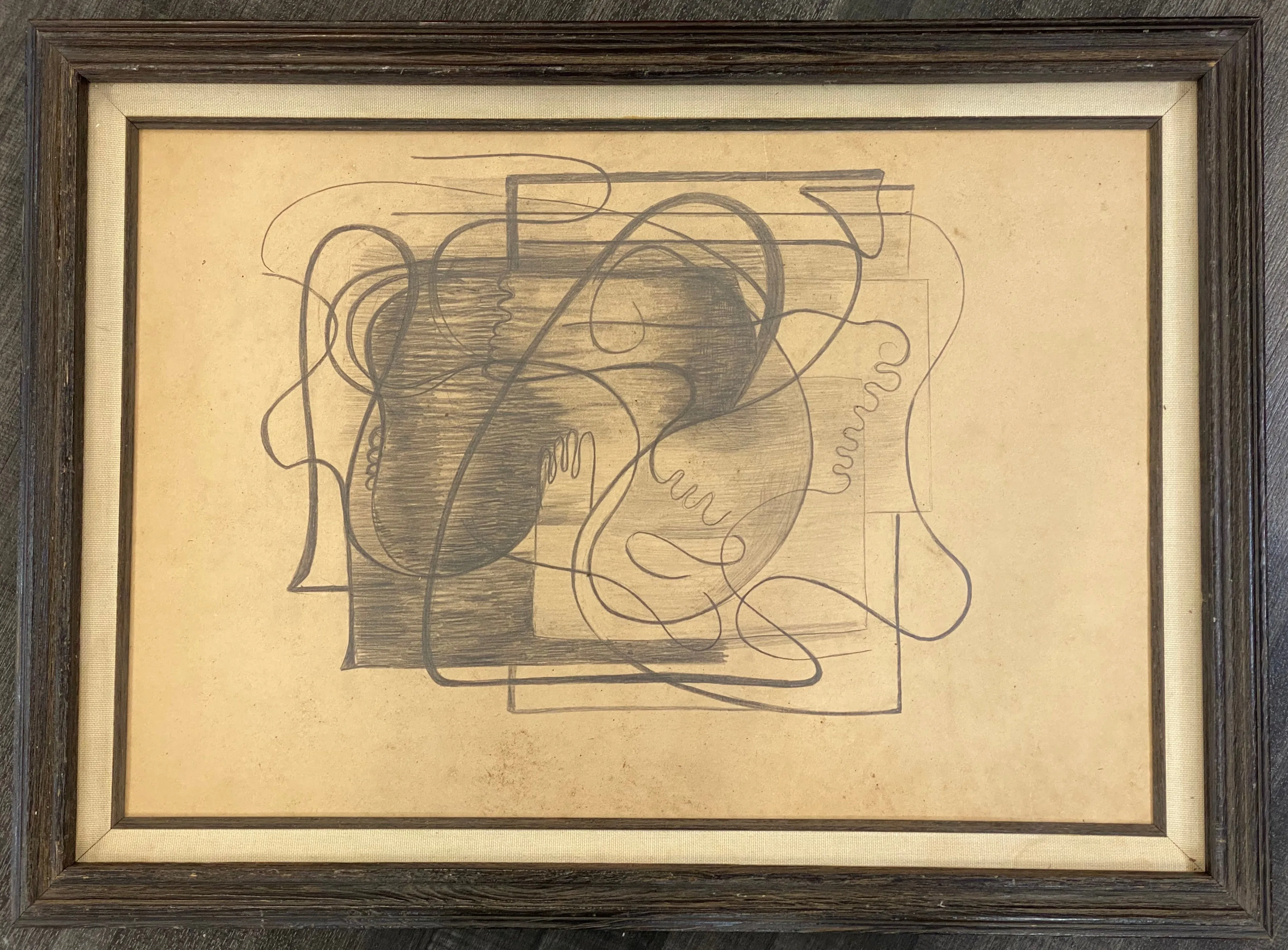 Amelia Peláez, 'Composición con Manos,' Graphite, Paper and Board, Framed, c. 1930s - $30K Appraisal Value!