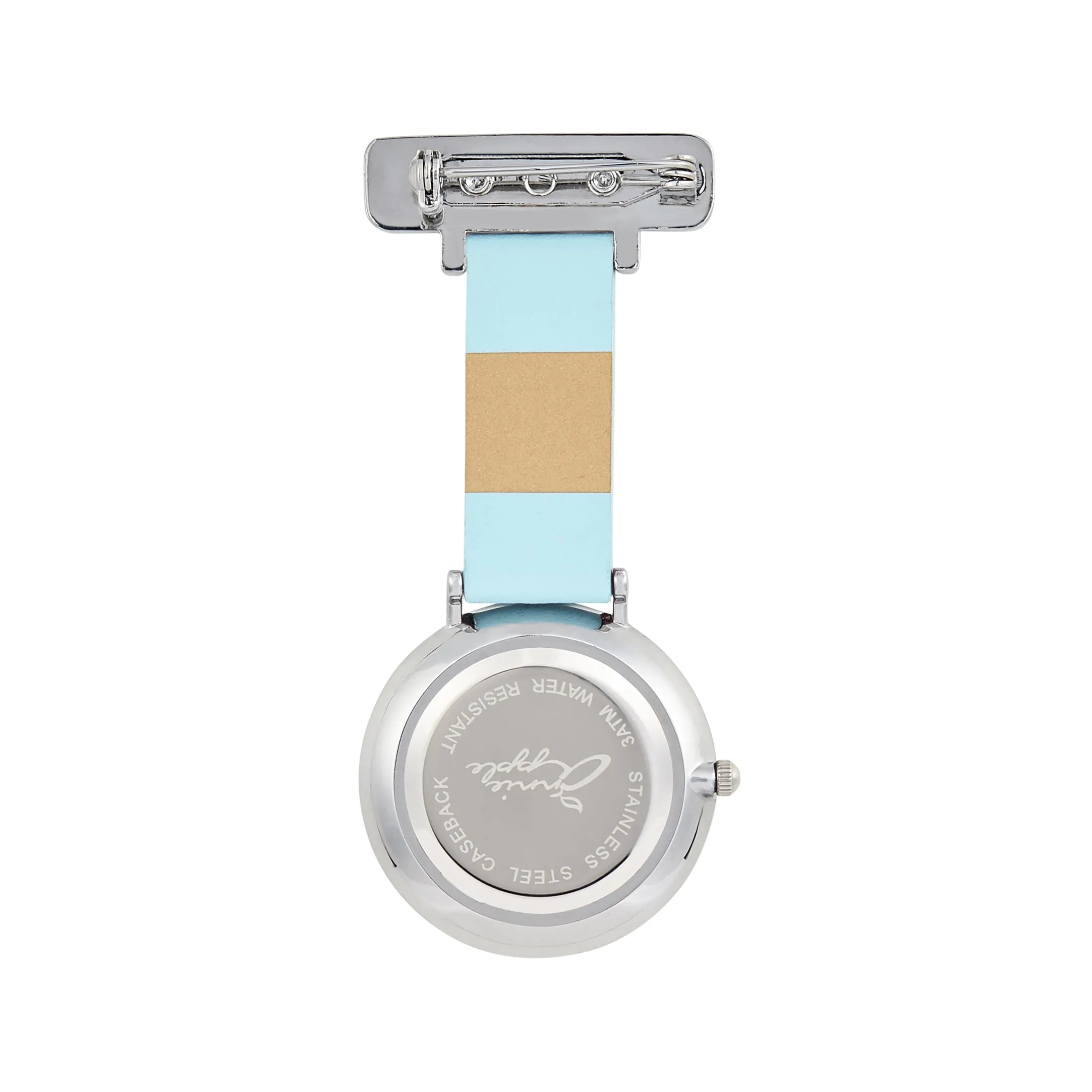 Annie Apple Nurses Fob Watch - Aurora - Marble/Silver/Blue - Leather - 35mm