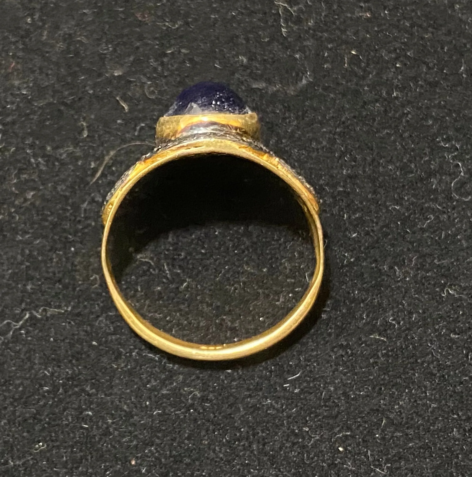 Antique Design Yellow Gold P& Sterling Silver with Sapphire & 53 Diamonds Ring - $8K Appraisal Value w/CoA}