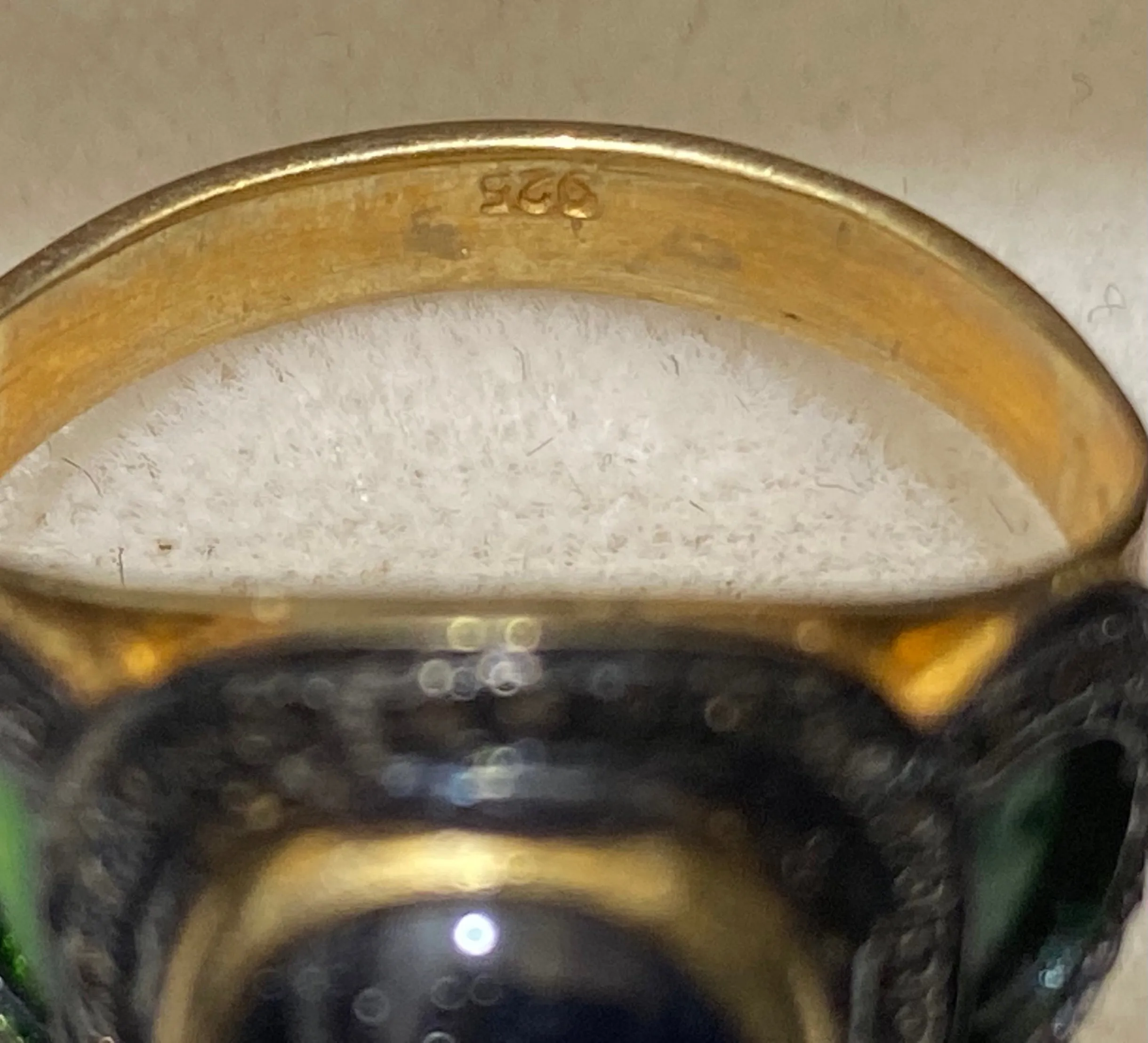 Antique Design Yellow Gold P& Sterling Silver with Sapphire & 53 Diamonds Ring - $8K Appraisal Value w/CoA}