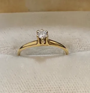 Antique Designer Solid Yellow Gold Diamond Solitaire Ring - $3K Appraisal Value w/CoA}