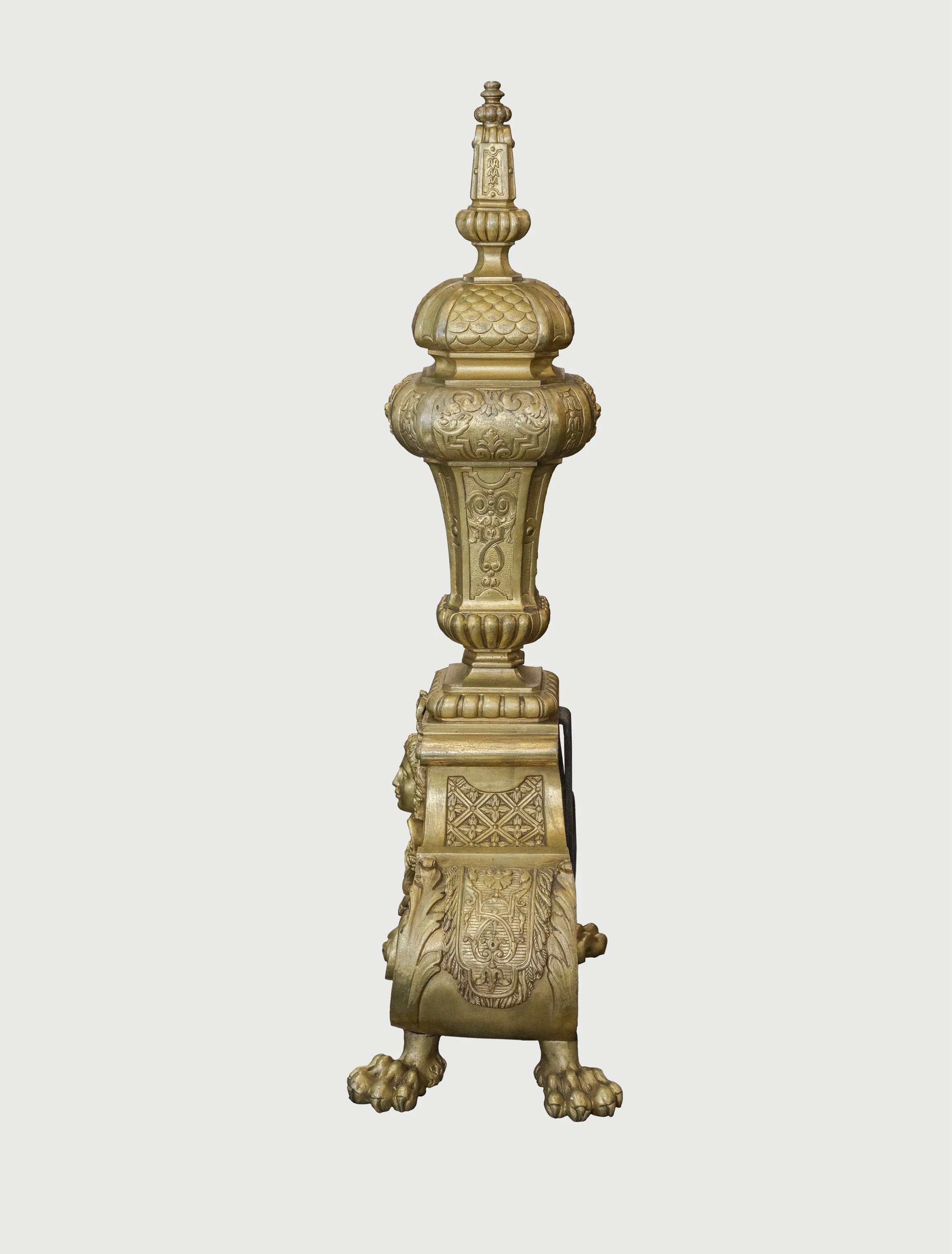 Antique Early 19th Century Plated Bronze English Baroque Andirons -w/CoA- & $20K APR Value! 