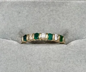 ANTIQUE LADIES EMERALD& DIAMOND YELLOW GOLD RING- $8k APR w/ CoA!!!!!!!!!!!!!!!!