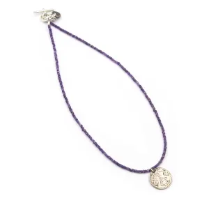 Antique Love Token on a Faceted Amethyst Necklace