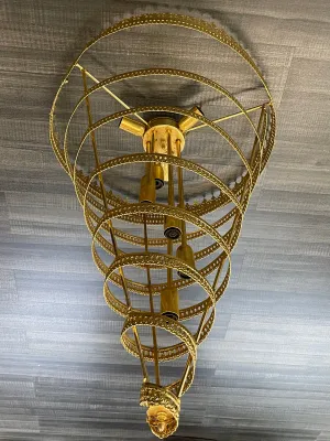 ANTIQUE STYLE 60s Cone-Shaped Chandelier Gold Apr Value $2K Blowout Sale w/ CoA!