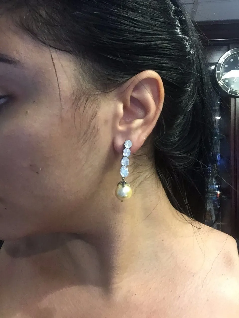Antique Style Diamond Pearl Earrings Gold/Silver Approx 3 Cts Diamonds Est $20K!