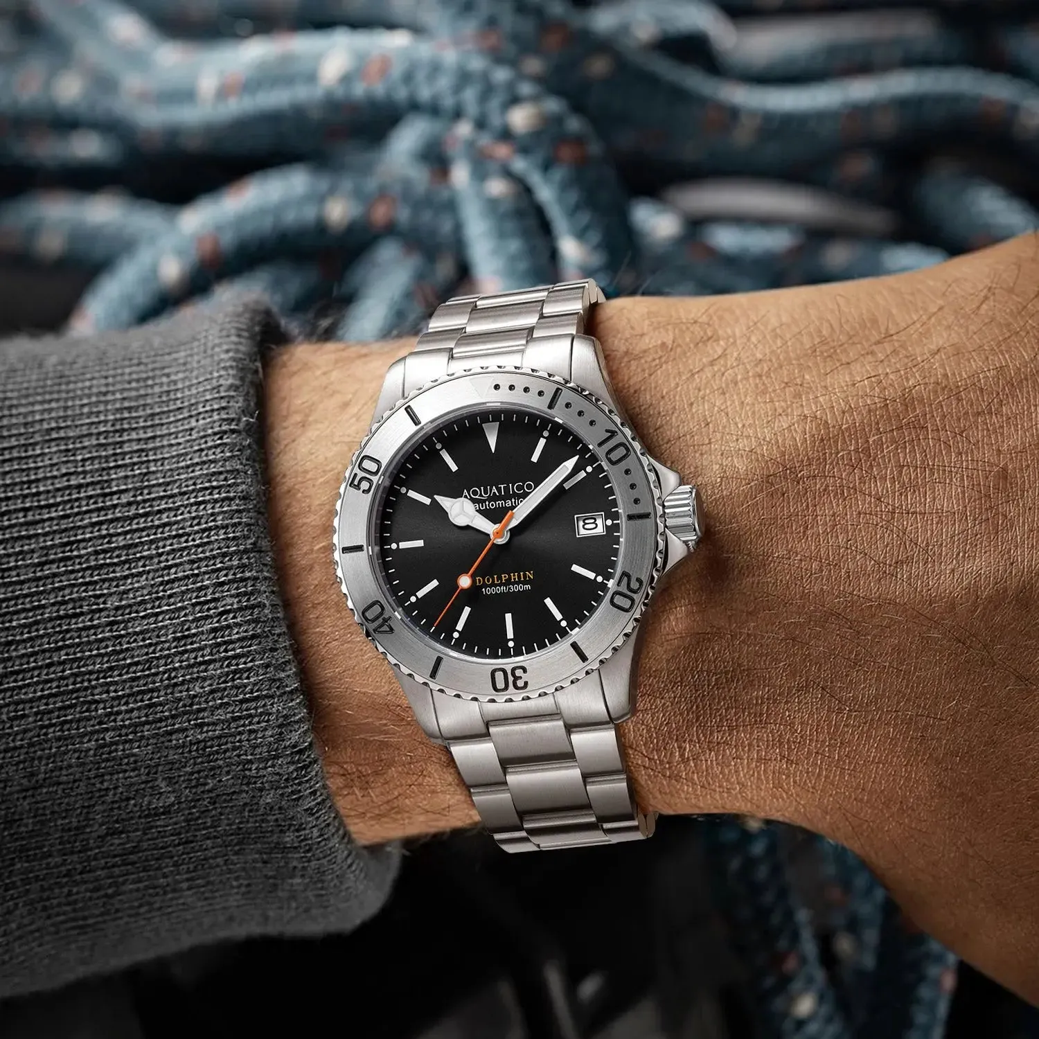 Aquatico Dolphin 38mm Dive Watch Black Dial (NH35)
