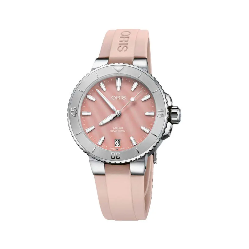 Aquis Date Pink Mother of Pearl Watch, 36.5mm