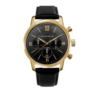 ARIES GOLD URBAN ETERNAL G 1027 G-BKG BLACK LEATHER STRAP MEN'S WATCH