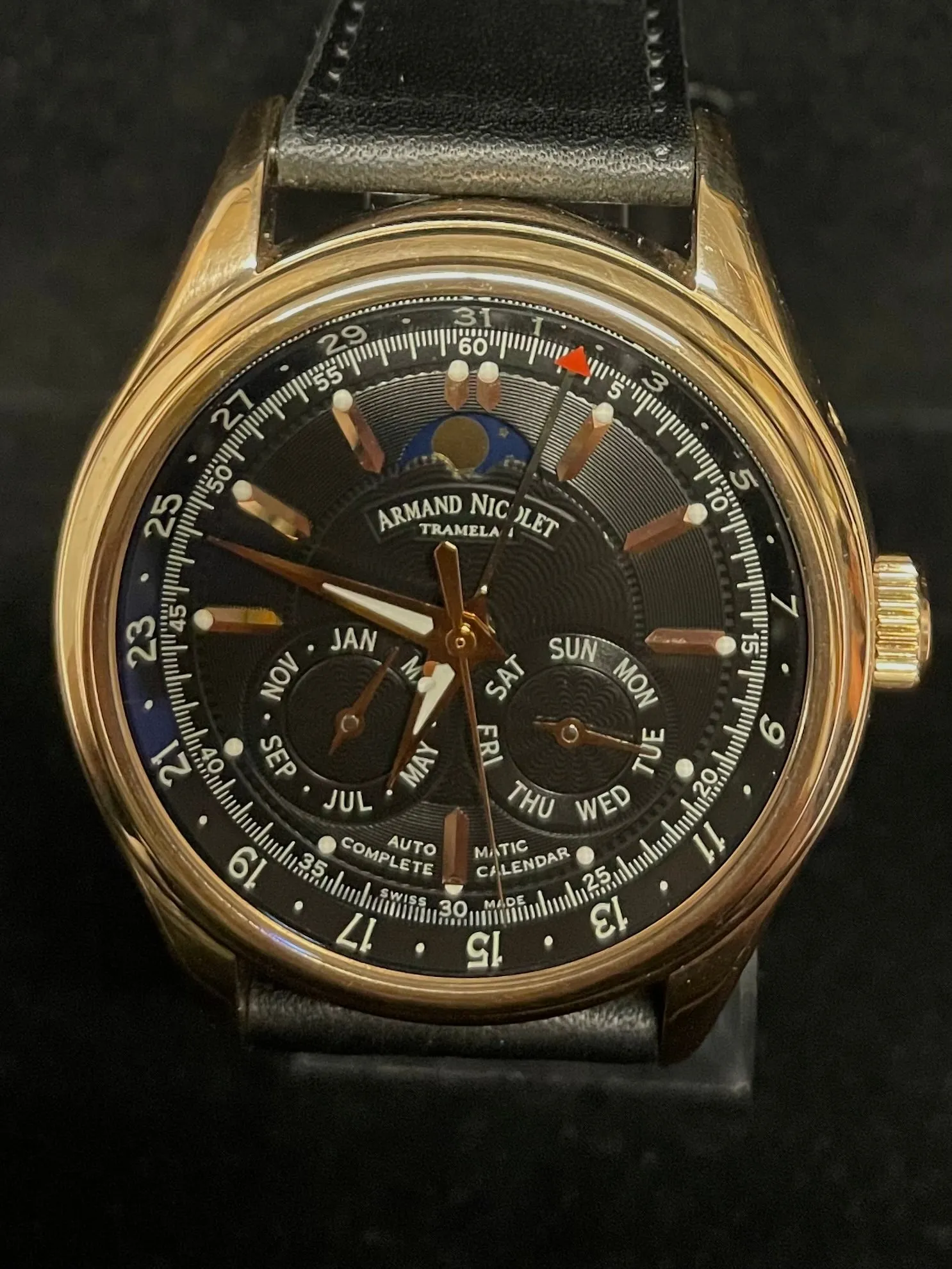 ARMAND NICOLET JUMBO CHRONOGRAPH AUTOMATIC 18K ROSE GOLD WATCH- $40K APR w/ COA!