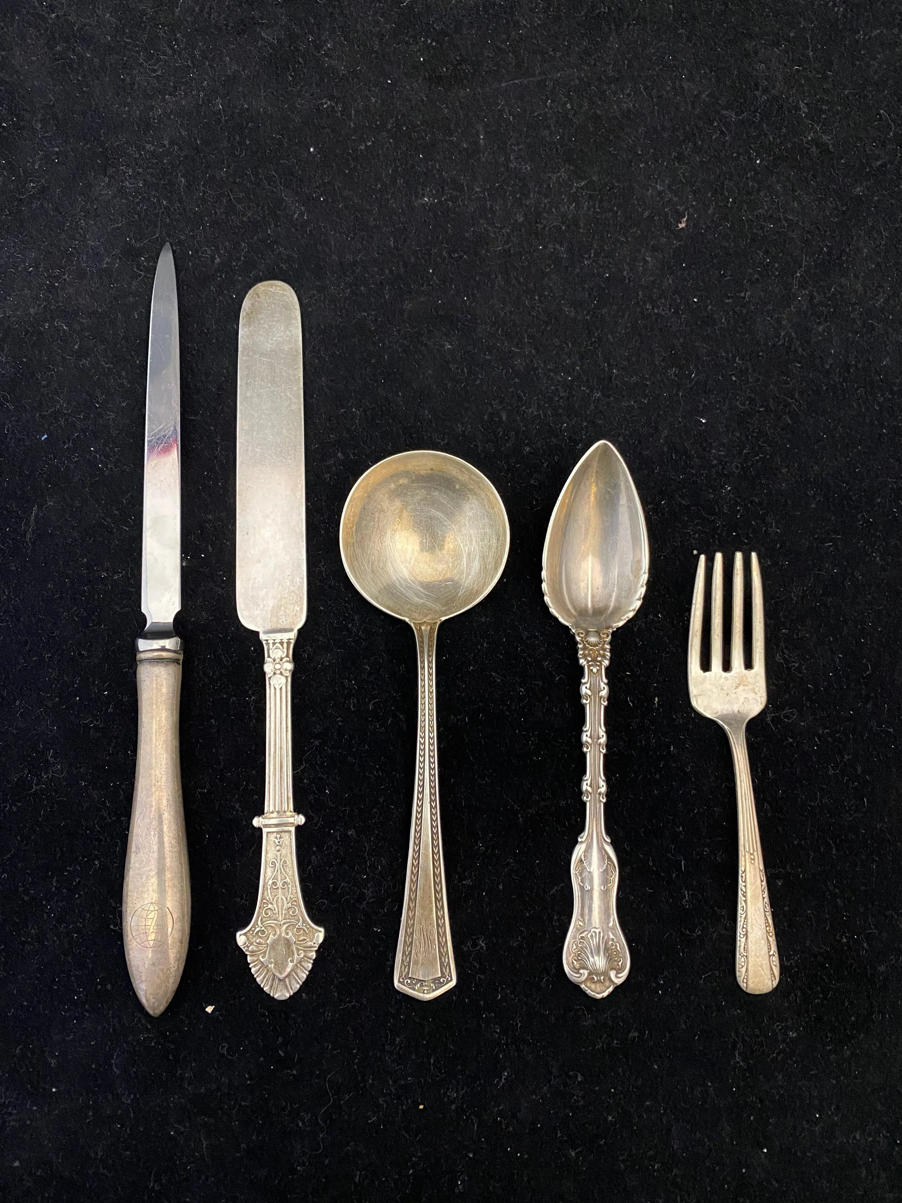 Assorted Sterling Silver Flatware 5-Piece - $1K APR Value w/ CoA!