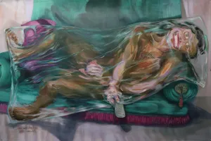 BALSAM ABO ZOUR "Man on Green Sofa" Oil on Canvas, 2020 - $27K Appraisal Value!