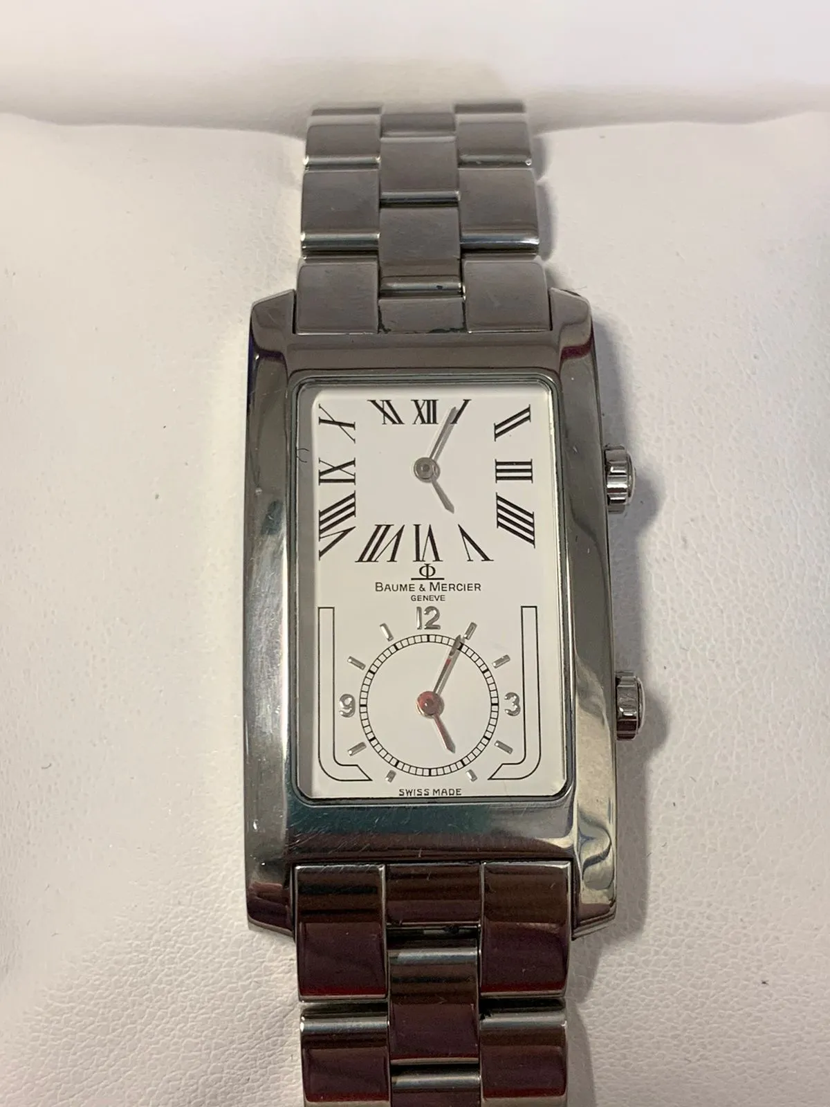 Baume & Mercier Double Time SS Rectangular Watch - $8K APR w COA!