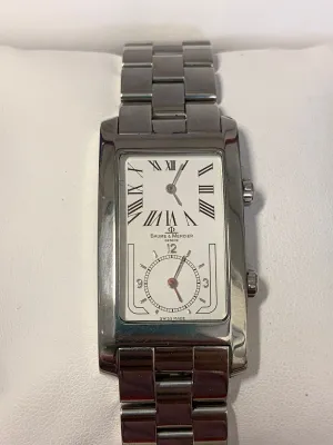Baume & Mercier Double Time SS Rectangular Watch - $8K APR w COA!