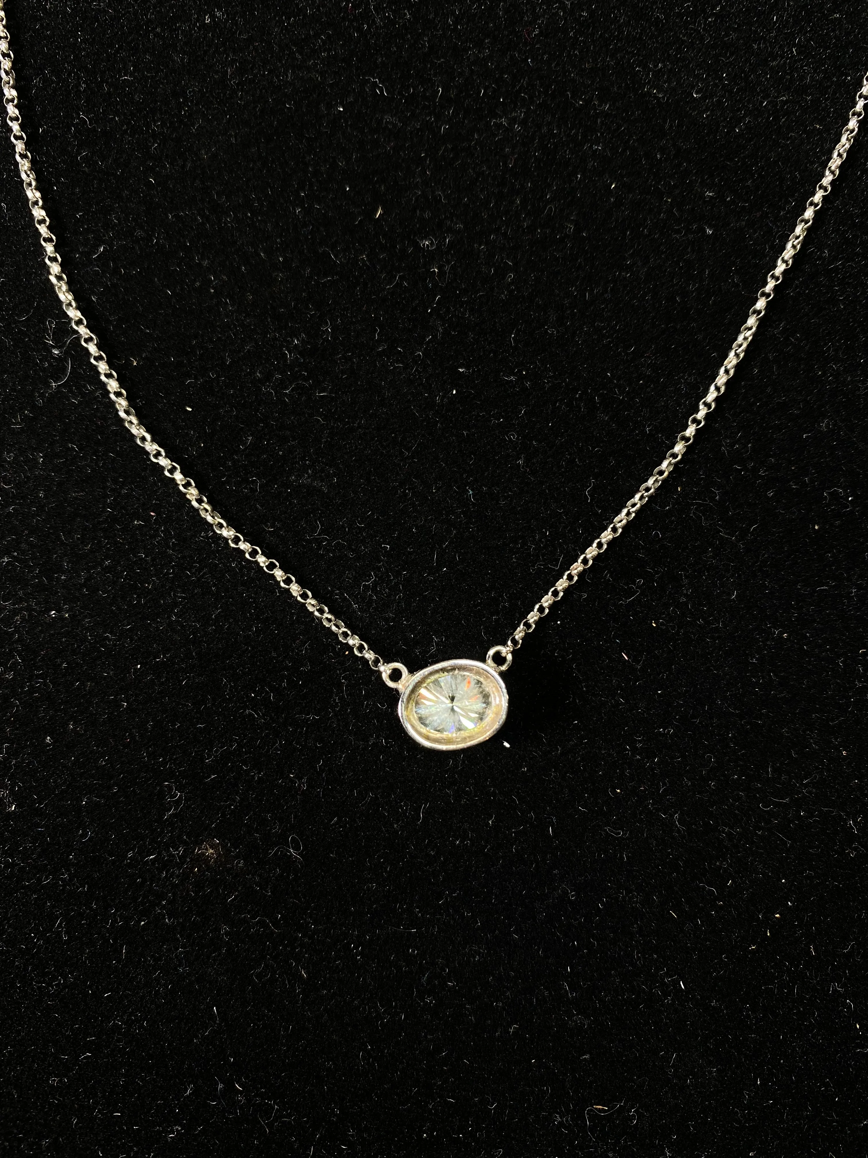 BEAUTIFUL Contemporary Italian Designer Solid White Gold and 2.50 ct. Moissanite Necklace - $30K Appraisal Value w/ CoA! }✓