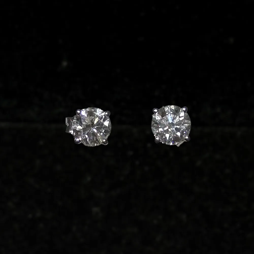 Beautiful Designer Solid White Gold 0.60 ct Diamond Stud Earring- $13K APR w/CoA