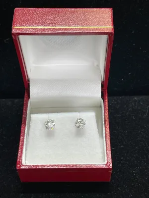 Beautiful Designer Solid White Gold 0.60 ct Diamond Stud Earring- $13K APR w/CoA