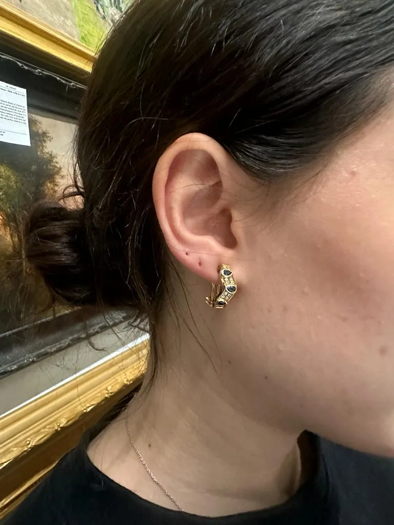 BEAUTIFUL LADIES SAPPHAIRES & DIAMONDS  18 YELLOW GOLD EARRINGS - $15K APR w/ CoA