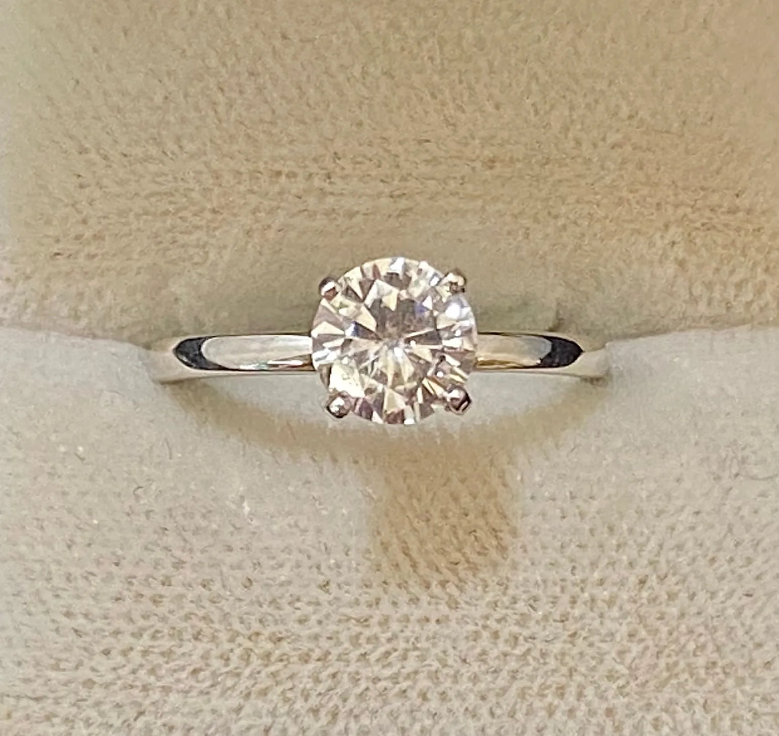 Beautiful Solid White Gold Diamond Solitaire Engagement Ring - $30K Appraisal Value w/CoA}