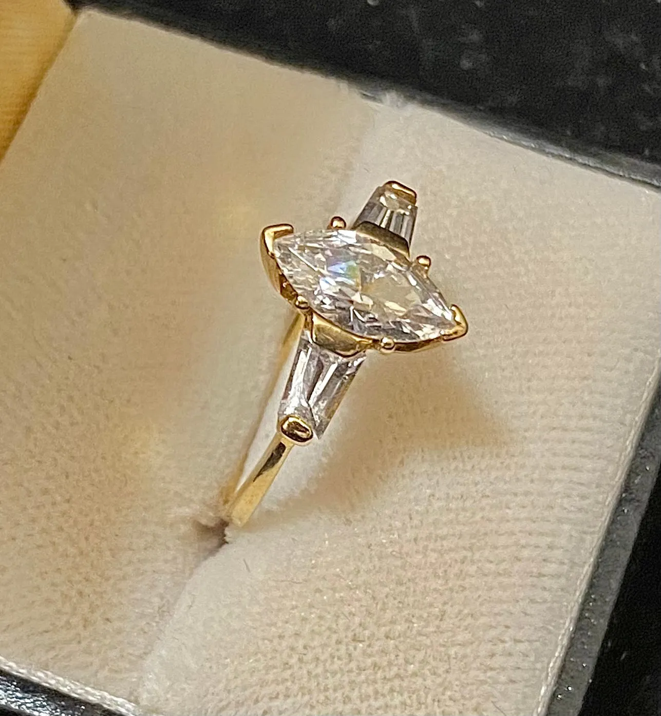 Beautiful SYG 3-stone CZ Engagement Ring - $1.5K Appraisal Value w/CoA}