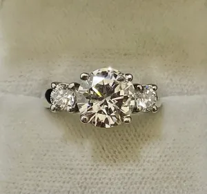 Beautiful Unique Solid White Gold 6 Ct. Diamond 3-stone Engagement Ring - $200K Appraisal Value w/CoA}