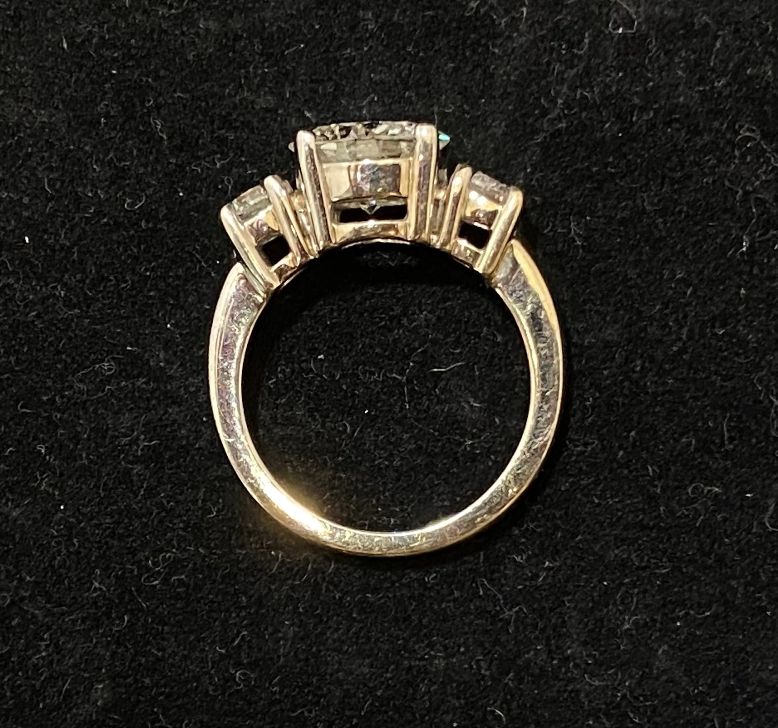 Beautiful Unique Solid White Gold 6 Ct. Diamond 3-stone Engagement Ring - $200K Appraisal Value w/CoA}