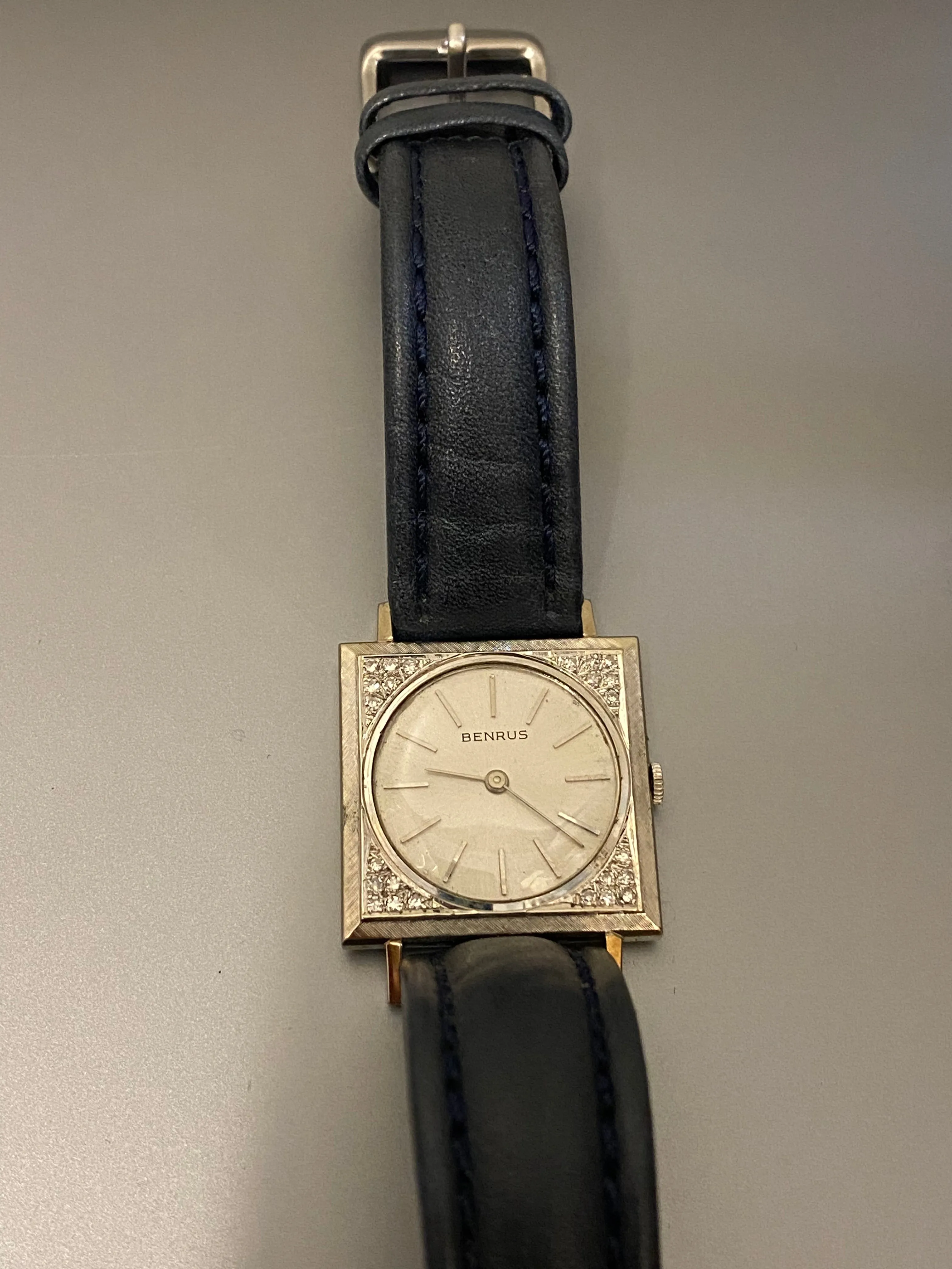 BENRUS Men's Rare Vintage 1940s Watch Solid 14K WG w/ Diamonds - $15K APR w COA!
