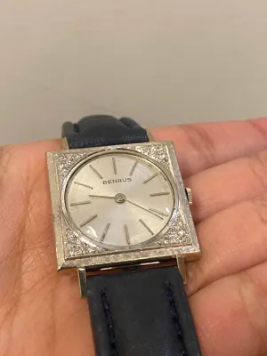 BENRUS Men's Rare Vintage 1940s Watch Solid 14K WG w/ Diamonds - $15K APR w COA!