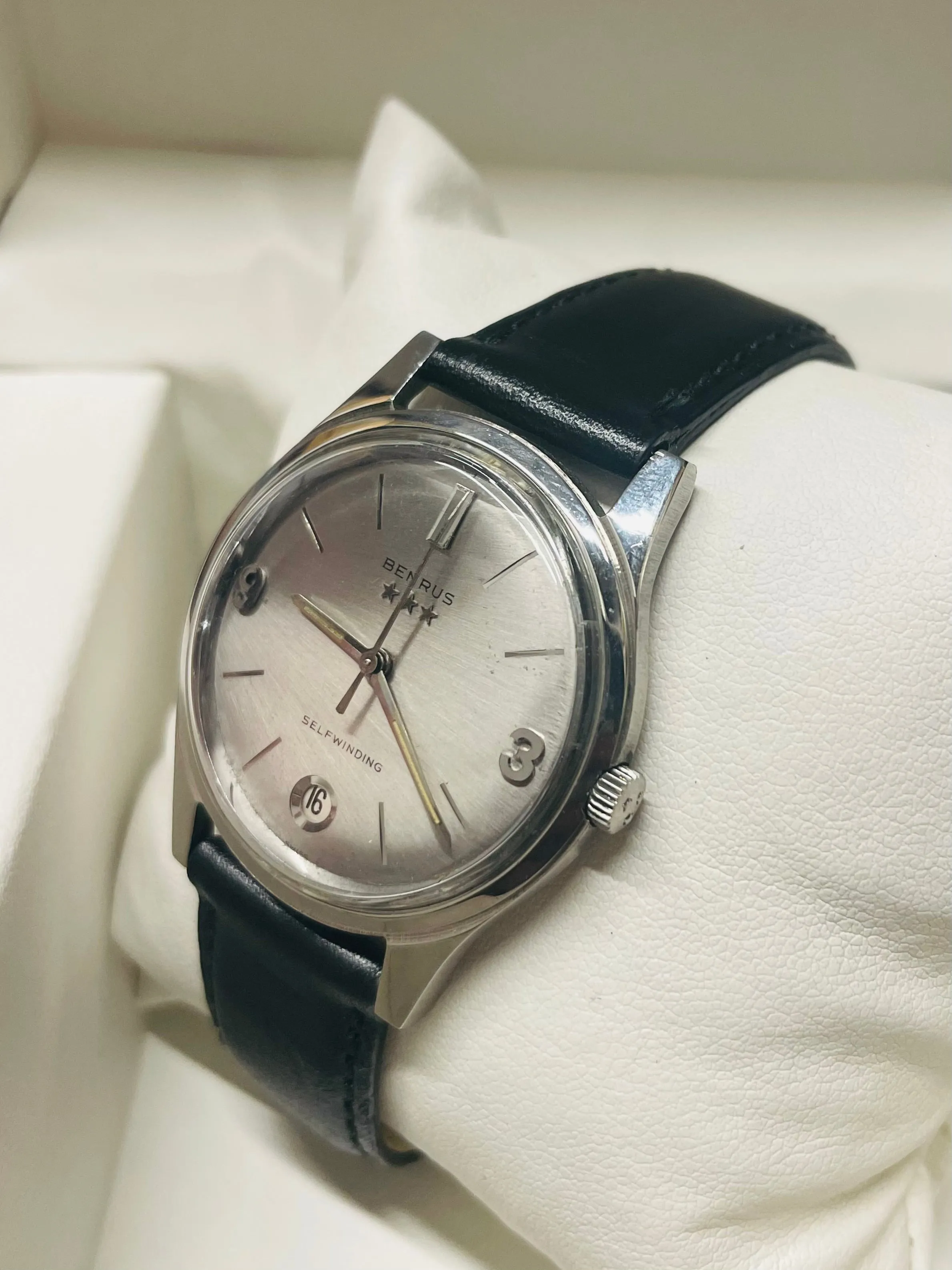 BENRUS VINTAGE 1940'S SELF WINDING MEN'S STAINLESS STEEL WATCH - $5K APR w/ COA!